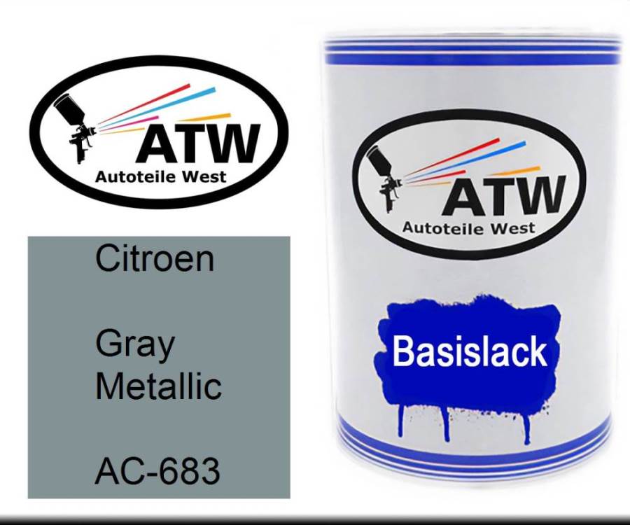 Citroen, Gray Metallic, AC-683: 500ml Lackdose, von ATW Autoteile West.